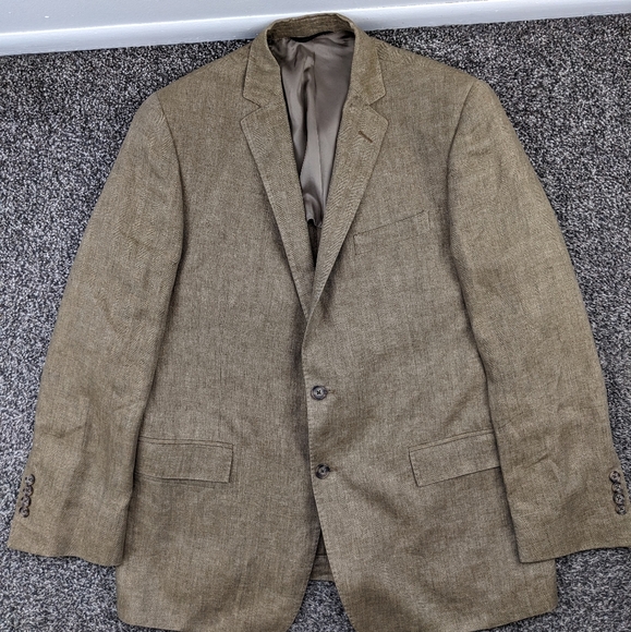 2020 Brooks Brothers Sport Coat Linen Herringbone Tan 44R Tolomeo Regent $498